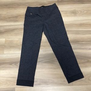 Lisette L 10 cuffed ankle pant pull-on stretch. Dark grey subtle diamond pattern